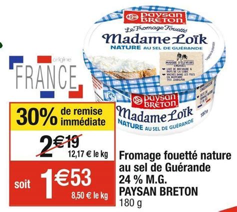 Promo Paysan Breton Fromage Fouett Nature Au Sel De Gu Rande M G