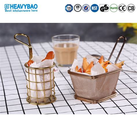 Heavybao Hot Sell Stainless Steel Fry Mesh Basket Serving Food