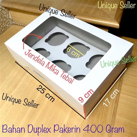 Jual Dus Box Kotak Cupcake Isi 6 DUPLEX PUTIH 25x17x9 Cm Dus Cupcake