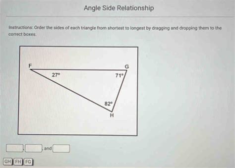 Solved Angle Side Relationship Instructions Order The Sides Of Each