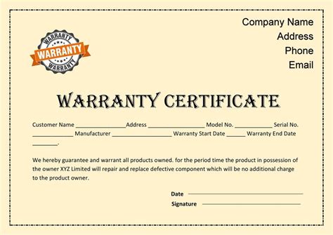 Guarantee Warranty Certificate (FREE Word - PDF Download)