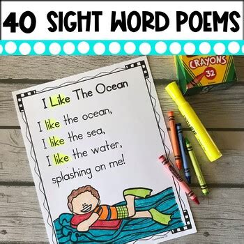 Sight Word Poems For Shared Reading For Beginning Readers Tpt