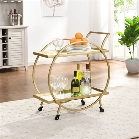 FirsTime & Co.® Gold Odessa Bar Cart, American Designed, Gold, 28 x 14 x 32 in, (70123 ...