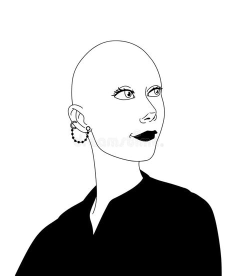 Portrait Of Bald Woman Vector Illustration Stock Vector Illustration Of Empower Lady 242486317