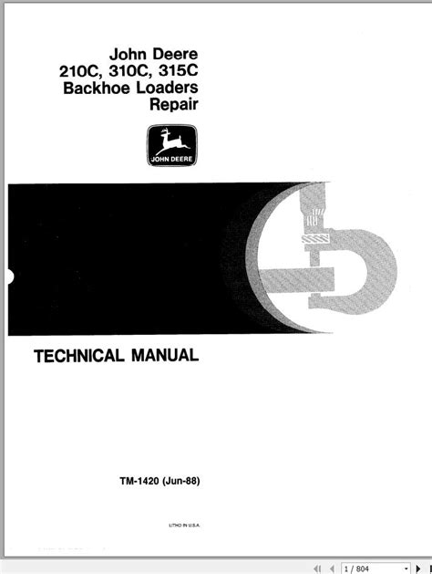 John Deere Backhoe Loader 210C 310C 315C Technical Manual TM1420 Auto