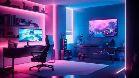 Premium Photo | Interior of a modern living room and gaming room with ...