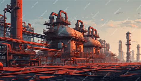 Premium AI Image | crude oil production process with large pipes pumps ...