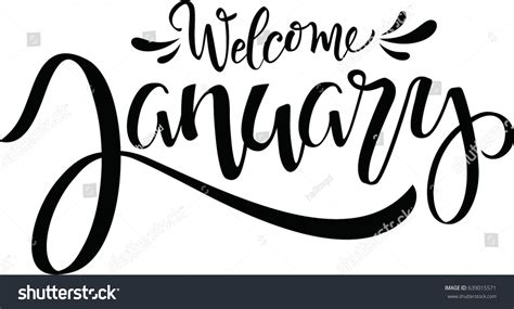 Welcome January Hand Lettering Vector Illustration Stock Vector