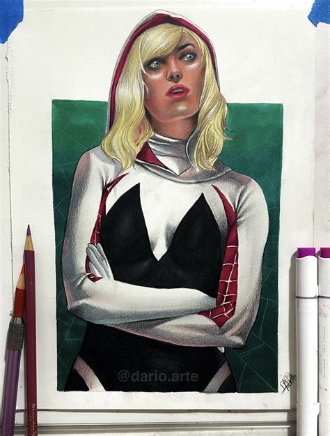 Drawing Spider Gwen Original Comic Art Auction By Nerd Crawler