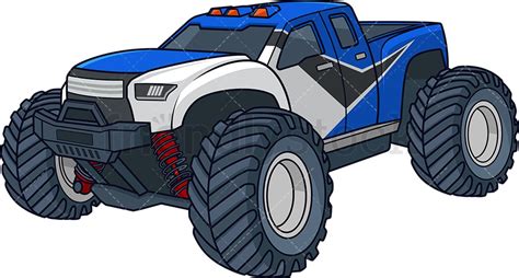 Blue Monster Truck Cartoon Clipart Vector - FriendlyStock