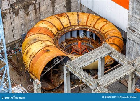 An Element Of The Water Turbine Of The Hydroelectric Power Plant Lies