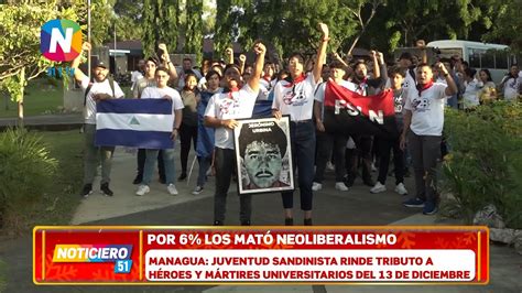 Juventud sandinista rinde homenaje a los héroes del 6 universitario