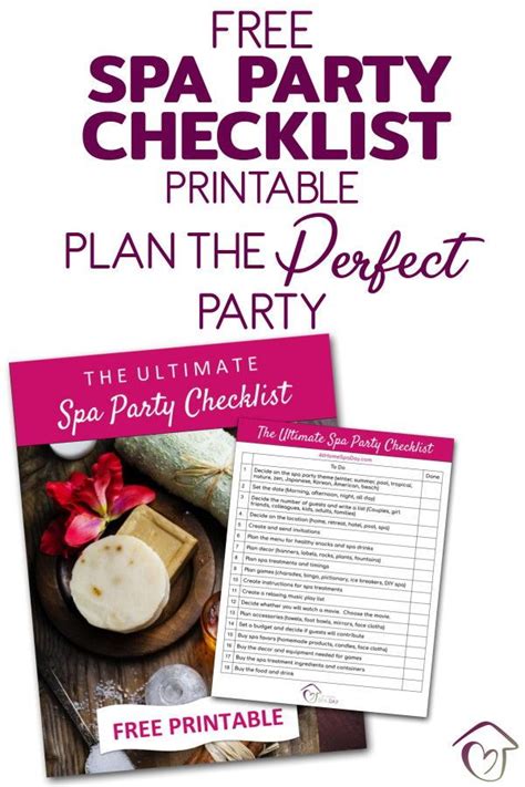 Free Spa Party Checklist Printable Plan The Perfect Party With Images