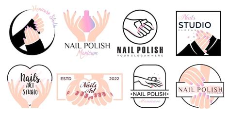 Premium Vector Nails Art Studio Or Nails Polish Icon Set Logo Design