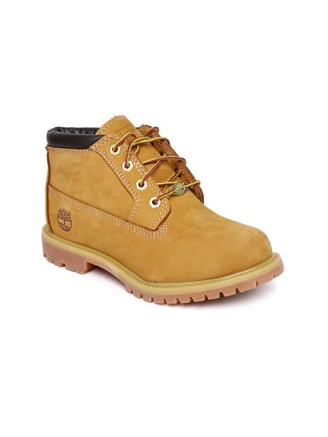 Buy Timberland Women Tan Solid Leather Mid Top Nellie Flat Boots