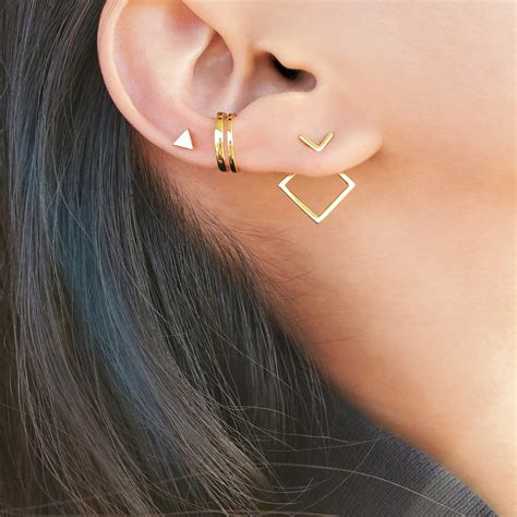 Ear Jacket Ear Jacket Earrings Geometric Ear Jackets Etsy