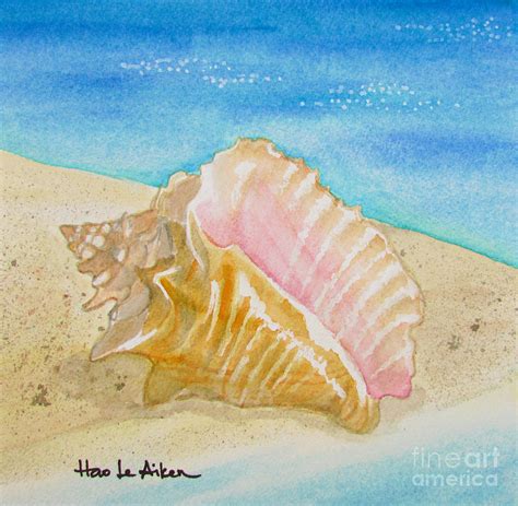 Seashell On The Seashore Watercolor Painting By Hao Aiken Fine