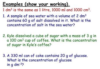 Calculating Concentration Gcse Chemistry Lesson Sc B Cc B By Onspecscience