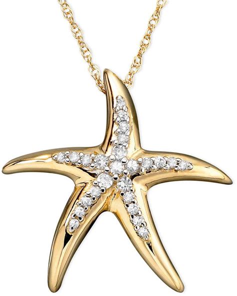 Macy S Diamond Starfish Pendant Necklace In K Gold Ct T W