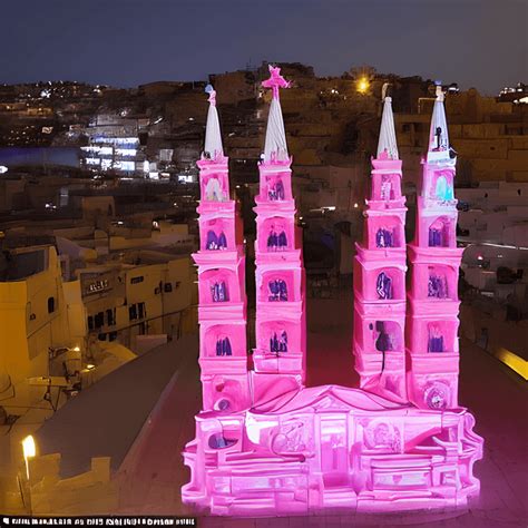 Popular Landmarks in Malta Covered in Pink · Creative Fabrica