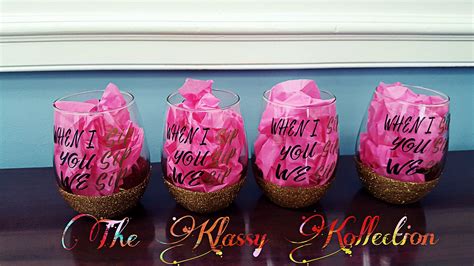 Custom Glitter Stemless Wine Glasses By The Klassy Kollection Stemless Wine Glasses Stemless