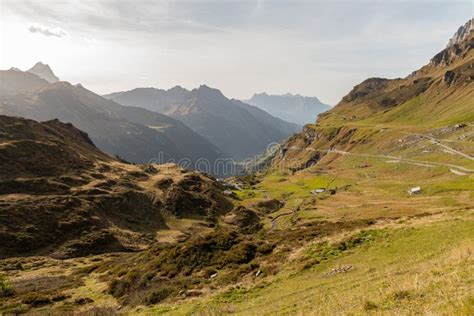 Incredible Beautiful Mountain Panorama View At The Klausenpass In