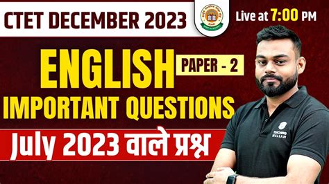 English For Ctet Paper English Previous Year Questions For Ctet