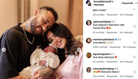 Famosos Celebram Chegada De Mavie Filha De Neymar Jr E Bruna Biancardi