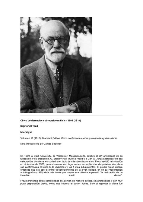 14 5 conferencia Freud Cinco conferencias sobre psicoanálisis 1909