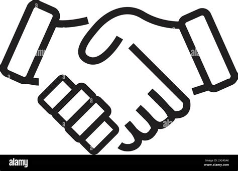 Hand Shake Outline Business Handshake Line Contract Agreement Stock