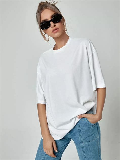 T Shirt Oversize Unicolore Haut Femme Tee Shirt Femme Femme