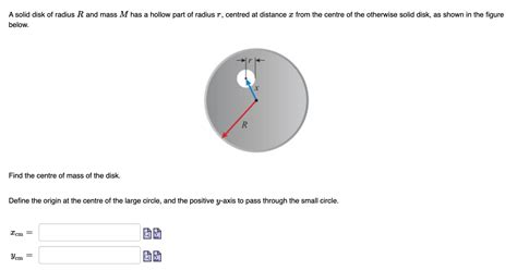 Solved A Solid Disk Of Radius R And Mass M Has A Hollow Part Chegg