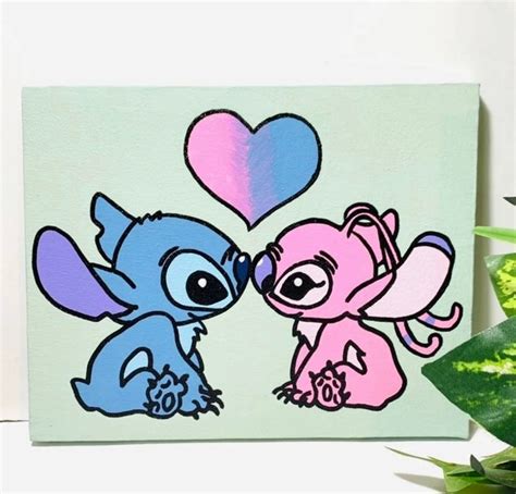 Stitch And Angel Love Heart