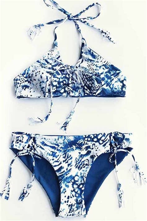 Freezing Waves Halter Bikini Set