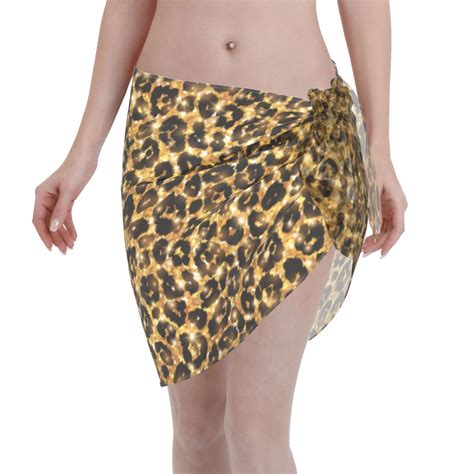 Adobk Gold Glitter Leopard Swimsuit Coverups For Women Beach Bikini