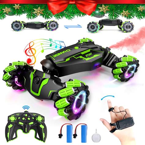 Lijahpk Upgraded Hand Gesture Sensing Rc Stunt Car With Lights Music Spray Fog