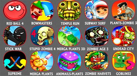 Red Ball 4 Bowmasters Temple Run Subway Surf Planrs Vs Zombie 3 Stick