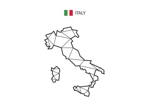 Mosaic Triangles Map Style Of Italy Isolated On A White Background