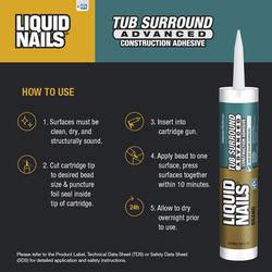 LIQUID NAILS® White Tub Surround Advanced Construction Adhesive - 9 oz ...