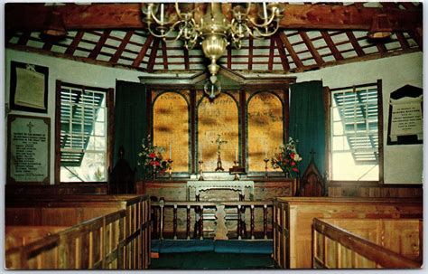 Vintage Postcard Interior Of St Peter S Church At St George S Bermuda