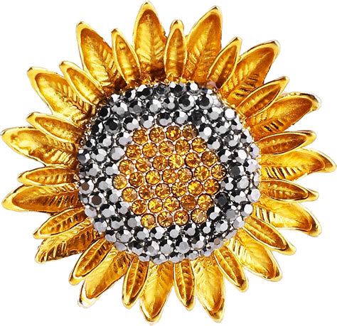 Lusofie Tournesol Broche Coloré Strass Épinglette Or Tournesol Broche