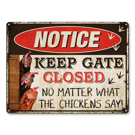 Warning Chicken Signs For Coop Funny Outdoor Keep Gate