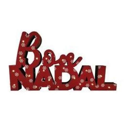 Bon Nadal Nieve Madera Rojo Con Luces Led Miniaturalia