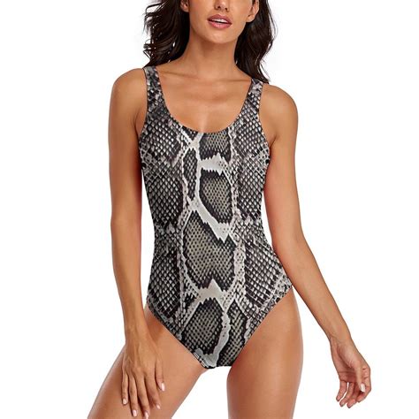 Dark Green Snakeskin Swimsuit Funny Animal One Piece Swimwear Push Up