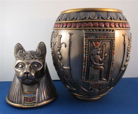 Egyptian Goddess Bast Bastet Canopic Jar Cat Cremation Ashes Funeral