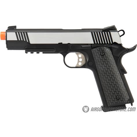 Army Armament Full Metal R28 1911 Desert Warrior GBB Airsoft Pistol - BLACK / SILVER | Airsoft ...