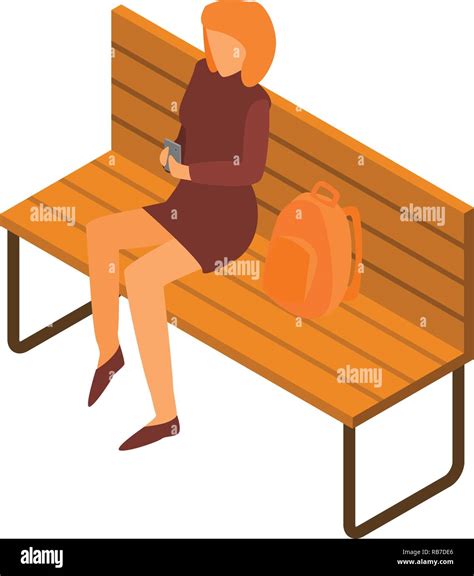 Girl At Park Bench Icon Isometric Style Stock Vector Image And Art Alamy