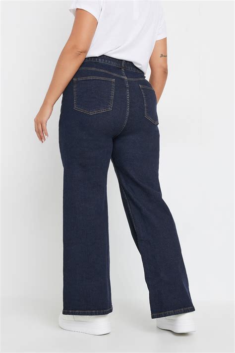 Yours Plus Size Indigo Blue Wide Leg Denim Jeans Yours Clothing