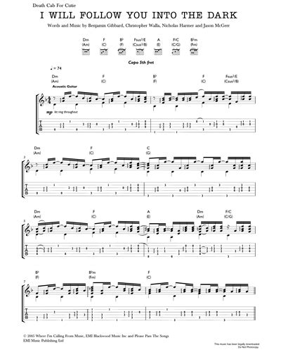 I Will Follow You Into The Dark Sheet Music by Benjamin Gibbard | nkoda