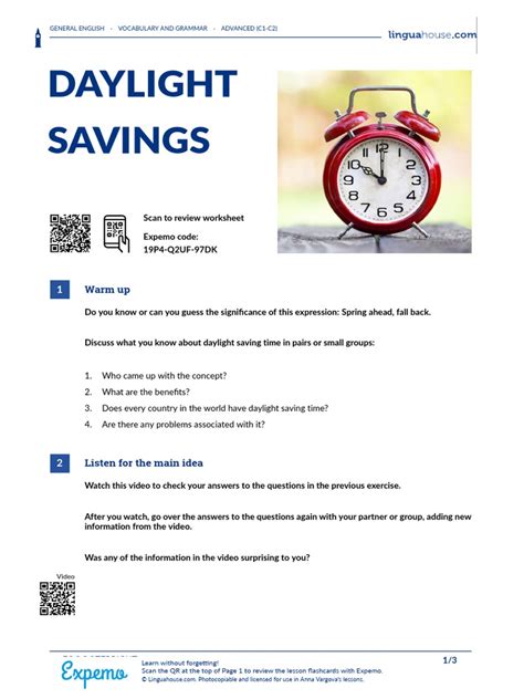 Daylight Savings British English Student | PDF | Daylight Saving Time ...